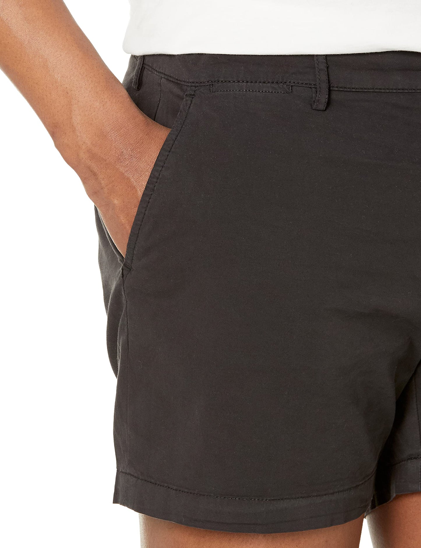 Amazon Essentials Men's Slim-Fit 5" Flat-Front Comfort Stretch Chino Short (Previously Goodthreads), Black, 34