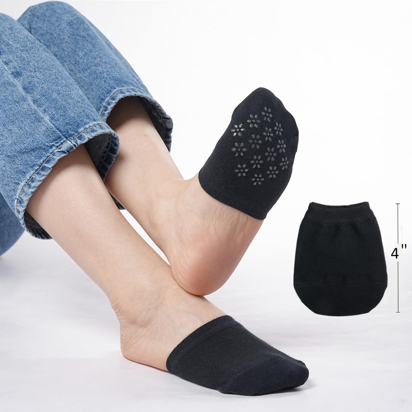 Women's Toe Socks for Mules, Half Socks for Women Toe Toppers Liner No Show Toe Covers 6 Pairs
