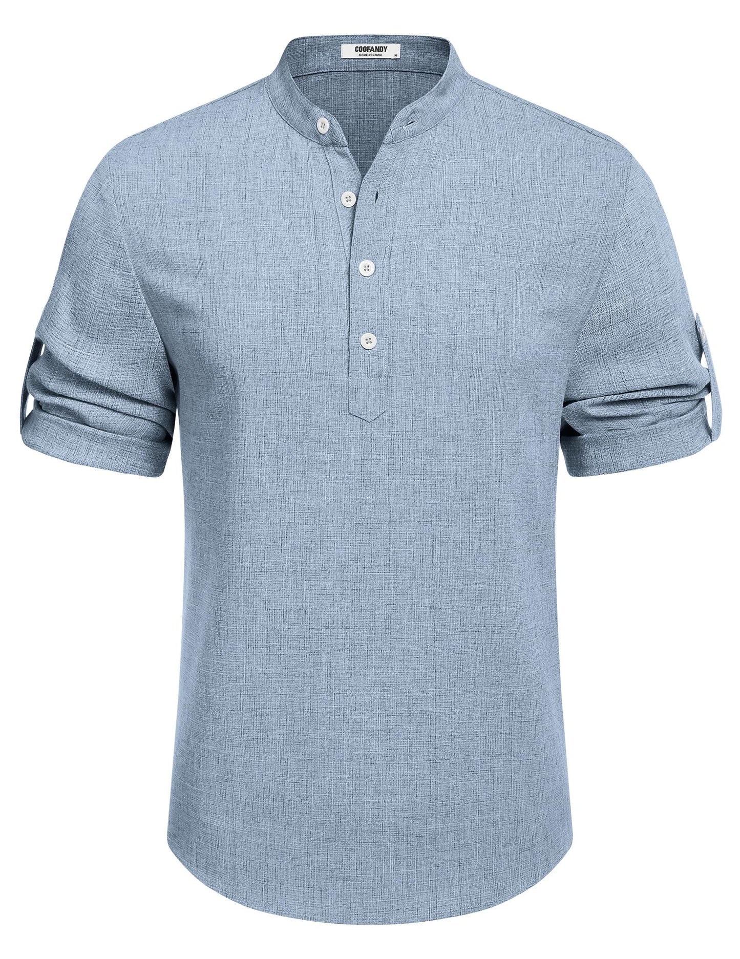 COOFANDY Men's Linen Henley Shirts Summer Beach Short Sleeve Loose Fit T Shirt Button Up Lightweight Casual Tee