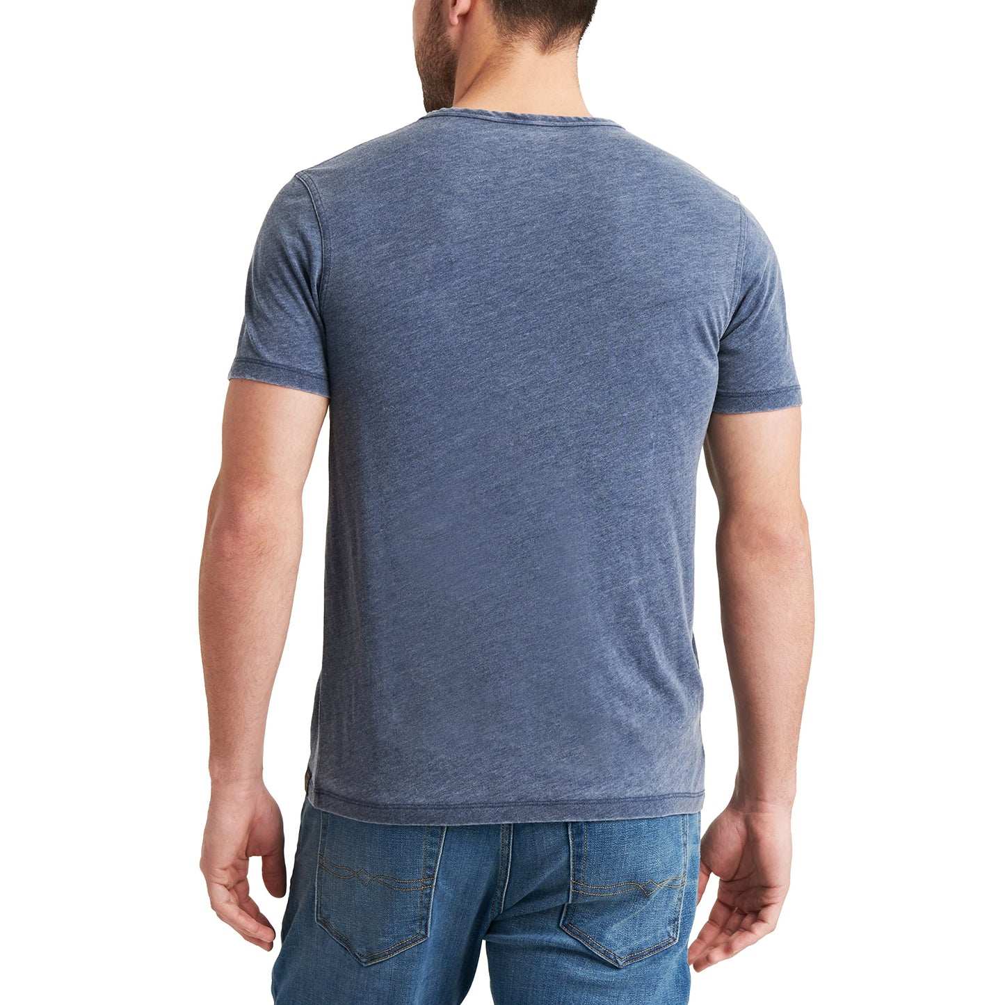 Lucky Brand Men's Venice Burnout Notch Neck Tee Shirt, American Navy, Large