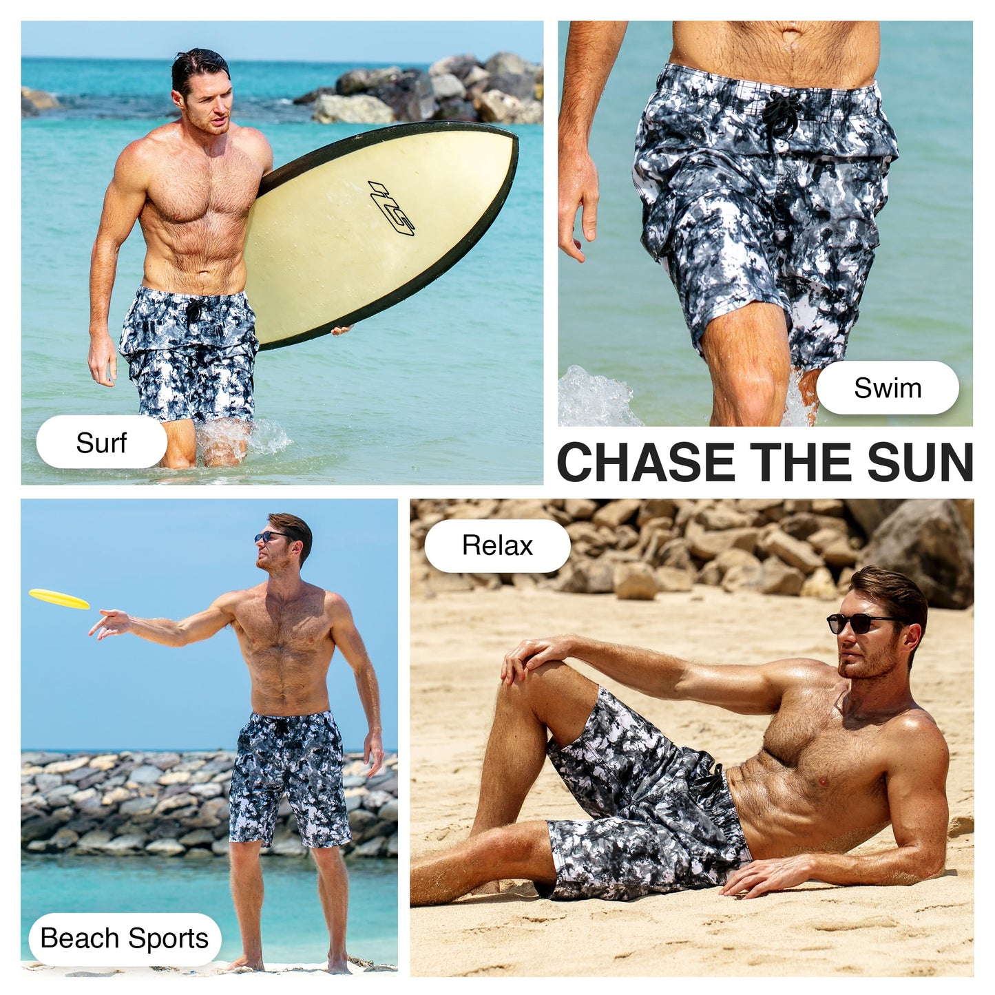 Kanu Surf mens Mirage (Regular & Extended Sizes) fashion swim trunks, Seafoam Black, Medium US