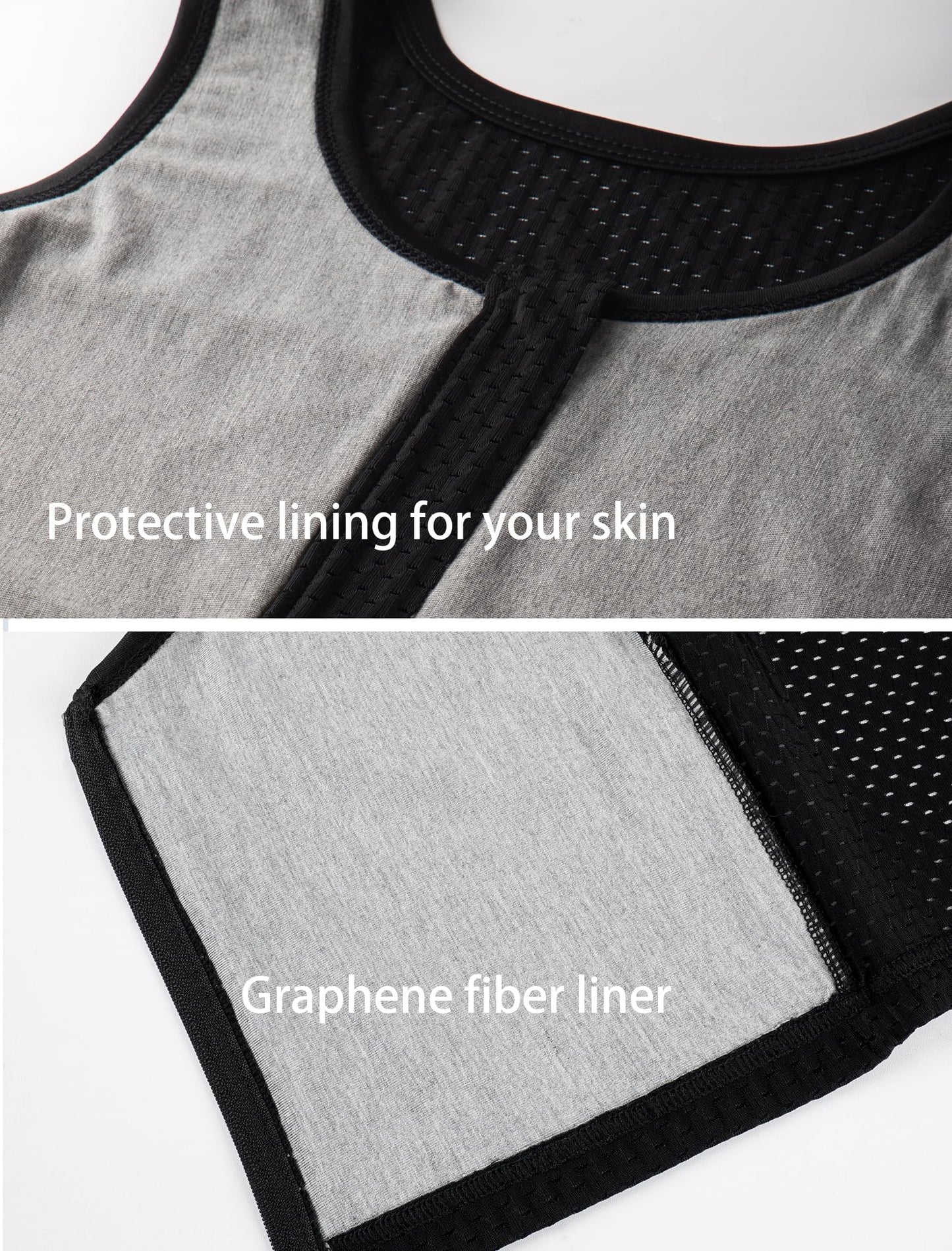 XUJI Chest Binder FTM Transgender Zip Up Binder Breathable Breast Cool Fabric Tank Top (B, XL) Black