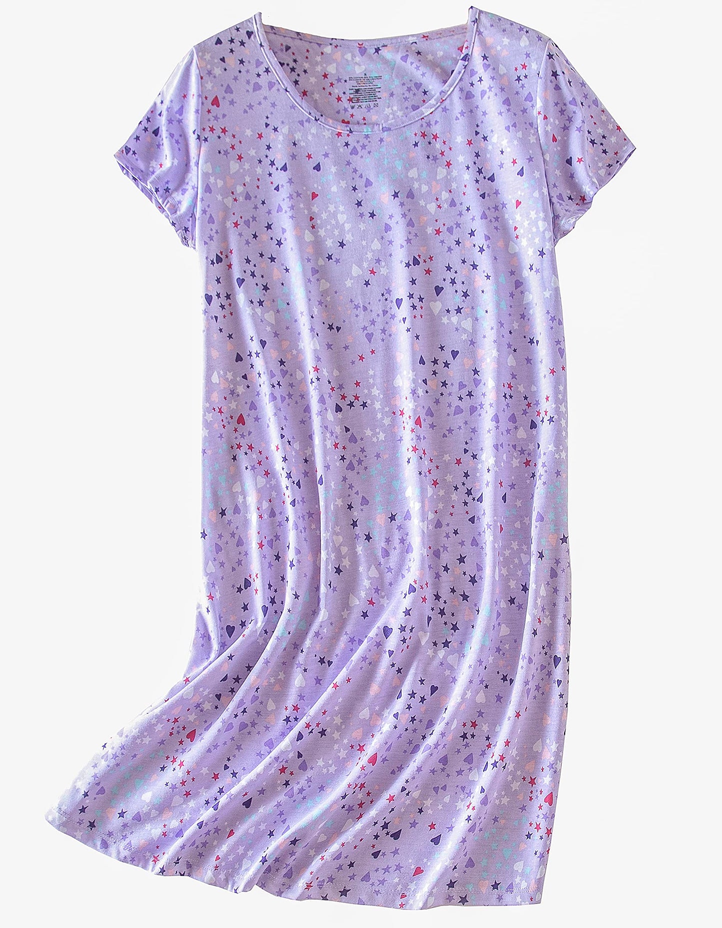 Inadays 3 Pack Women's Cotton Nightgown Sleepwear Short Sleeves Nightshirt Fun Print Sleepdress Loose Comfy Sleepshirts Cup+Purple+Dragonfly-XL