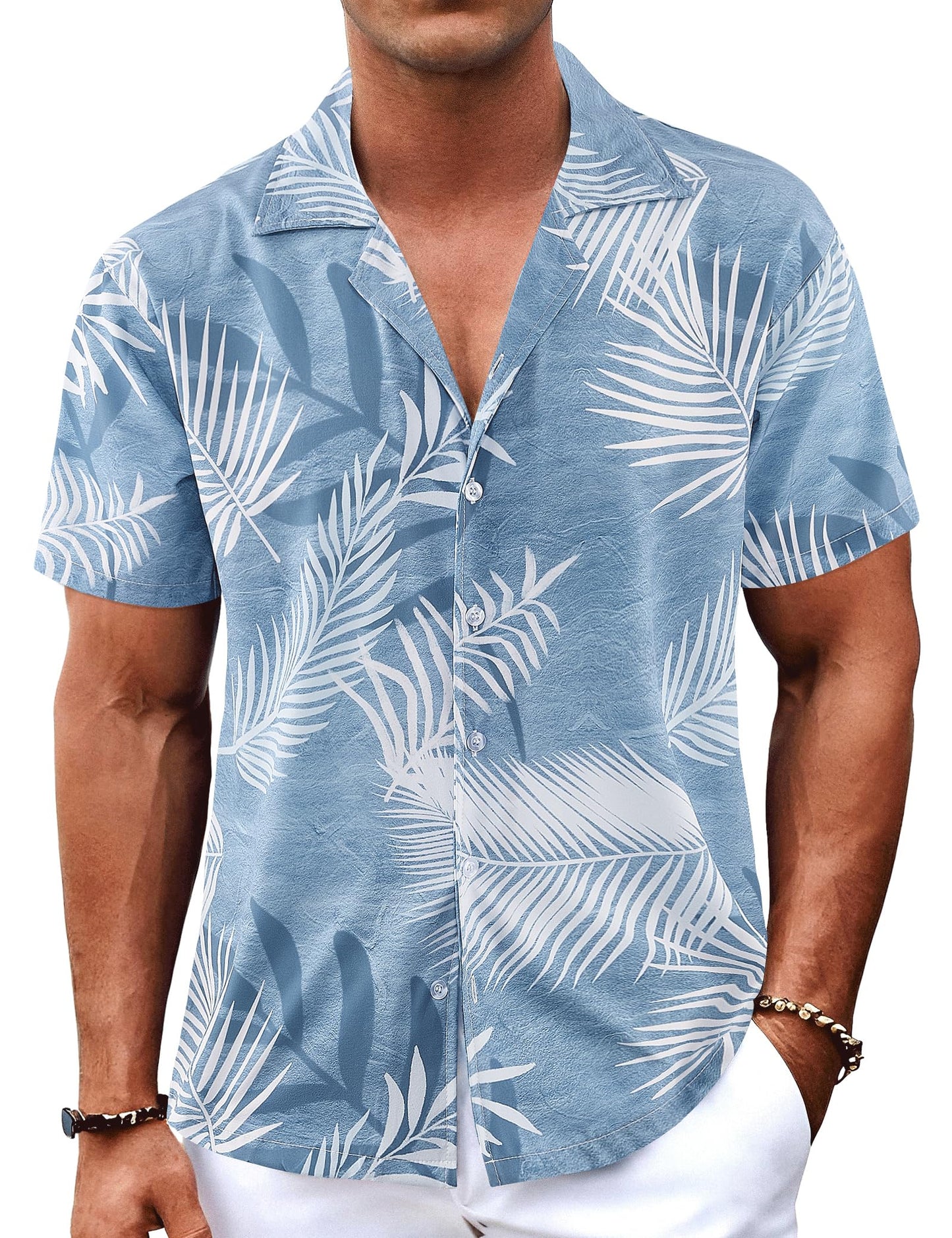 BOJIN Men's Hawaiian Shirts Casual Beach Aloha Tropical Short Sleeve Shirts BJ071 1XL
