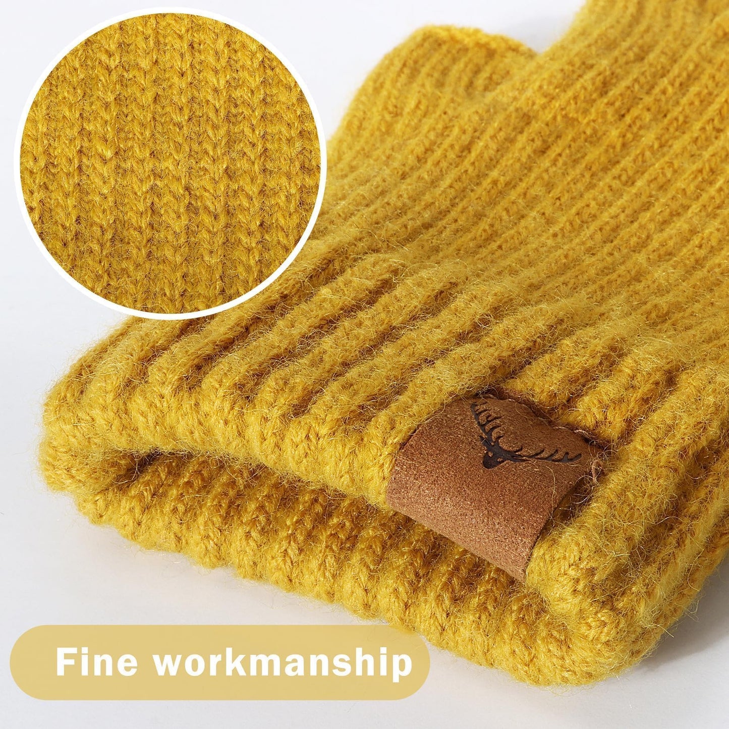 Fingerless Gloves for Women - Winter Warm Knitted Gloves Ladies Thermal Half Finger Mittens for Typing Working Driving