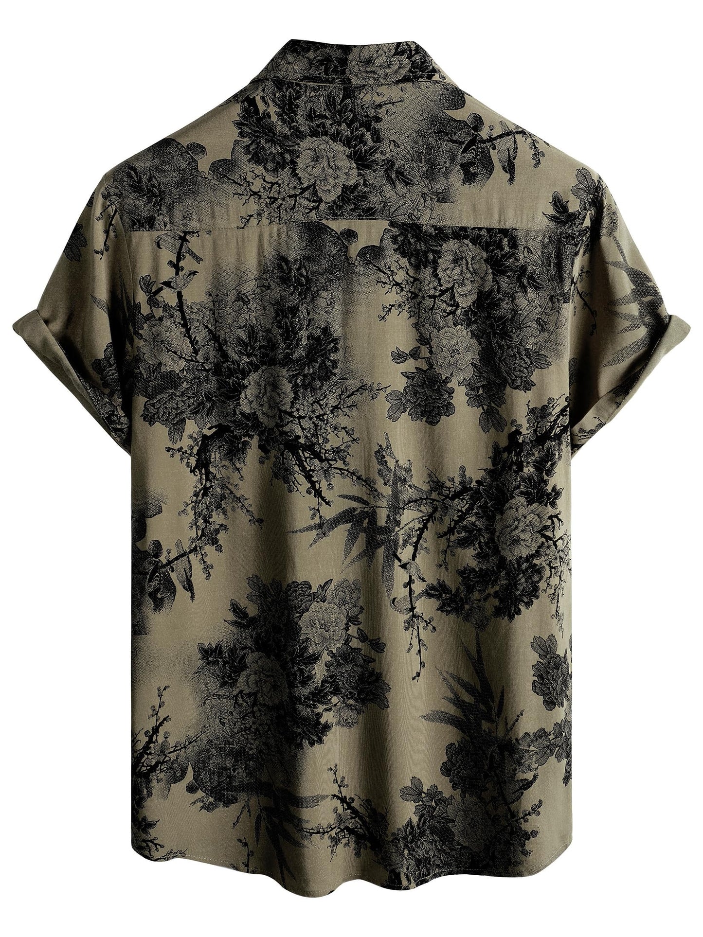 JOTOOK Mens Hawaiian Shirt Short Sleeve Button Down Tropical Shirts Casual Floral Summer Beach Shirt Vacation Shirt Large Khaki Flower