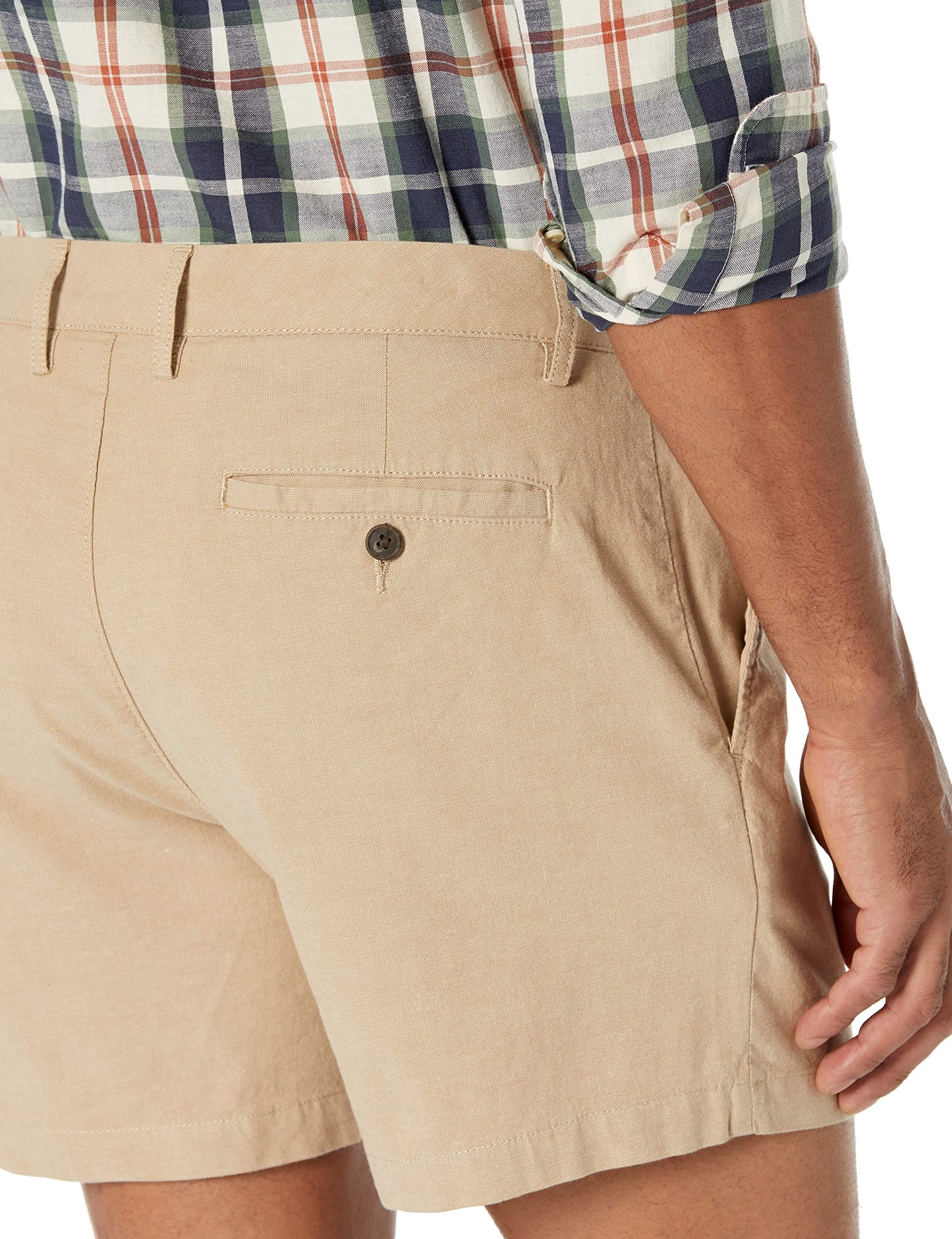 Amazon Essentials Men's Slim-Fit 5" Lightweight Comfort Stretch Oxford Shorts (Previously Goodthreads), Khaki Brown, 34