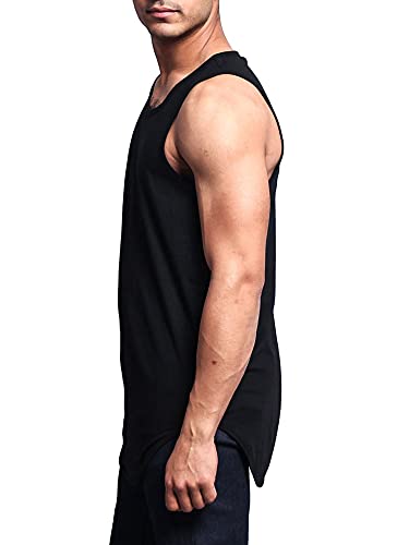 Victorious Solid Color Long Length Curved Hem Tank Top TT47 - Black - Large - G14B