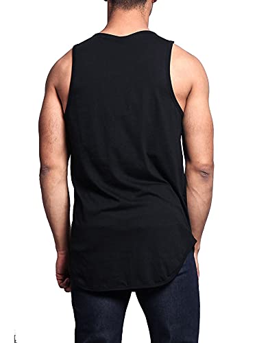 Victorious Solid Color Long Length Curved Hem Tank Top TT47 - Black - Large - G14B