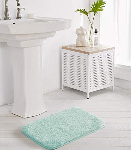 Suchtale Bathroom Rug Non Slip Bath Mat for Bathroom (16 x 24, Aqua) Water Absorbent Soft Microfiber Shaggy Bathroom Mat Machine Washable Bath Rug for Bathroom Thick Plush Rugs for Shower