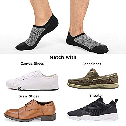 SIXDAYSOX No Show Socks for Men 8 pack Cotton Thin Low Cut Non Slip for Loafer Flats Sneakers(8 Pairs - Black, US Shoes Size 5-8)