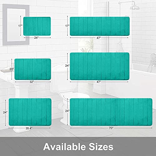 Buganda Memory Foam Bath Mat Rug, Ultra Soft and Non-Slip Bathroom Rugs, Water Absorbent and Machine Washable Bath Rug Runner for Bathroom, Shower, and Tub, 60" x 24", Teal