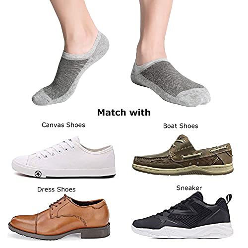 SIXDAYSOX No Show Socks for Men 8 pack Cotton Thin Low Cut Non Slip for Loafer Flats Sneakers(Anti Odor -8 Gray, Shoe Size:9-11)