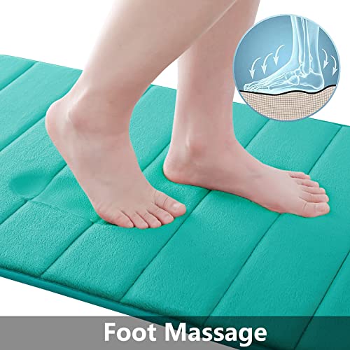 Buganda Memory Foam Bath Mat Rug, Ultra Soft and Non-Slip Bathroom Rugs, Water Absorbent and Machine Washable Bath Rug Runner for Bathroom, Shower, and Tub, 60" x 24", Teal