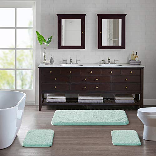Suchtale Bathroom Rug Non Slip Bath Mat for Bathroom (16 x 24, Aqua) Water Absorbent Soft Microfiber Shaggy Bathroom Mat Machine Washable Bath Rug for Bathroom Thick Plush Rugs for Shower