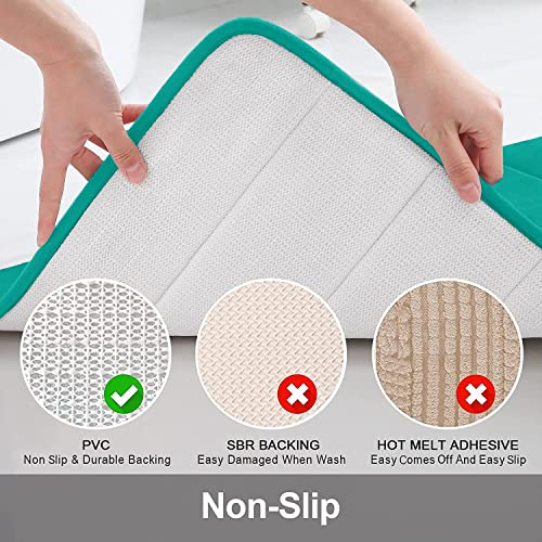 Buganda Memory Foam Bath Mat Rug, Ultra Soft and Non-Slip Bathroom Rugs, Water Absorbent and Machine Washable Bath Rug Runner for Bathroom, Shower, and Tub, 60" x 24", Teal