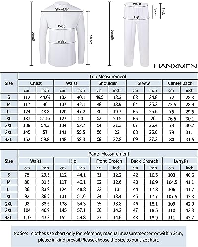 HANXMEN Men's 2 Pieces Cotton Linen Sets Henley Shirt Long Sleeve Beach Outfits and Casual Pants Suits with Pockets 3XL Black