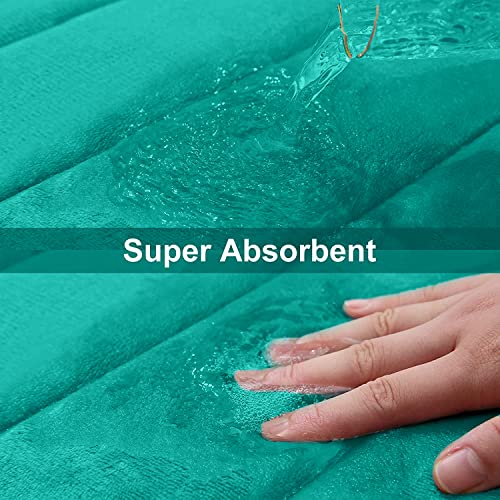 Buganda Memory Foam Bath Mat Rug, Ultra Soft and Non-Slip Bathroom Rugs, Water Absorbent and Machine Washable Bath Rug Runner for Bathroom, Shower, and Tub, 60" x 24", Teal