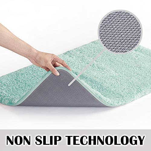 Suchtale Bathroom Rug Non Slip Bath Mat for Bathroom (16 x 24, Aqua) Water Absorbent Soft Microfiber Shaggy Bathroom Mat Machine Washable Bath Rug for Bathroom Thick Plush Rugs for Shower
