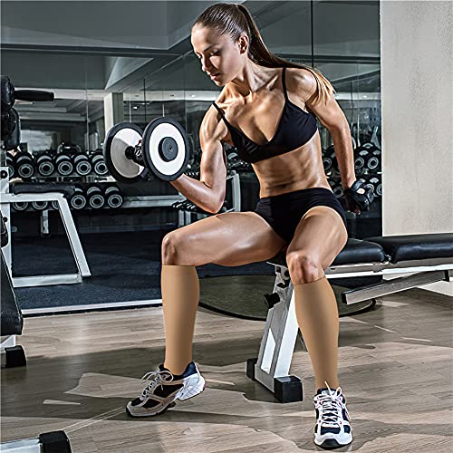 CHARMKING Compression Socks for Women & Men Circulation (3 Pairs) 15-20 mmHg is Best Athletic for Running, Flight Travel, Support, Cycling, Pregnant - Boost Performance, Durability (L/XL, Nude)