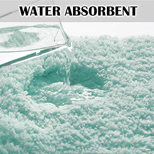 Suchtale Bathroom Rug Non Slip Bath Mat for Bathroom (16 x 24, Aqua) Water Absorbent Soft Microfiber Shaggy Bathroom Mat Machine Washable Bath Rug for Bathroom Thick Plush Rugs for Shower