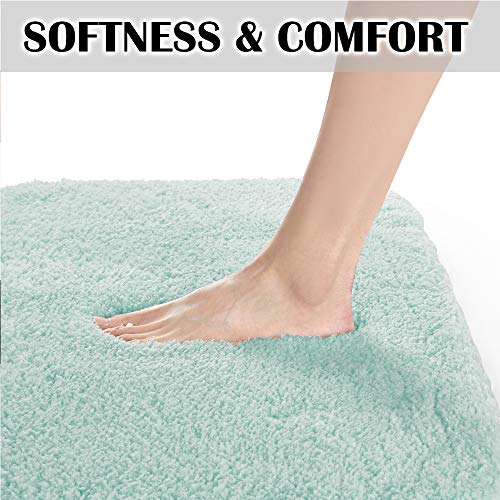 Suchtale Bathroom Rug Non Slip Bath Mat for Bathroom (16 x 24, Aqua) Water Absorbent Soft Microfiber Shaggy Bathroom Mat Machine Washable Bath Rug for Bathroom Thick Plush Rugs for Shower