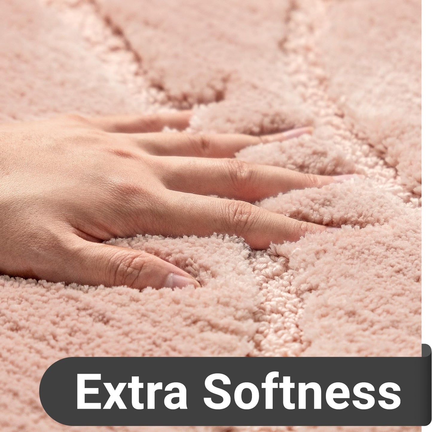 DEXDE Bathroom Rugs Mat, Soft Plush Shaggy Microfiber Bath Rug, Non Slip Bath Mats for Bathroom Runner Floor, Machine Washable Absorbent Carpet for Shower Tub, Pink 24"x47"