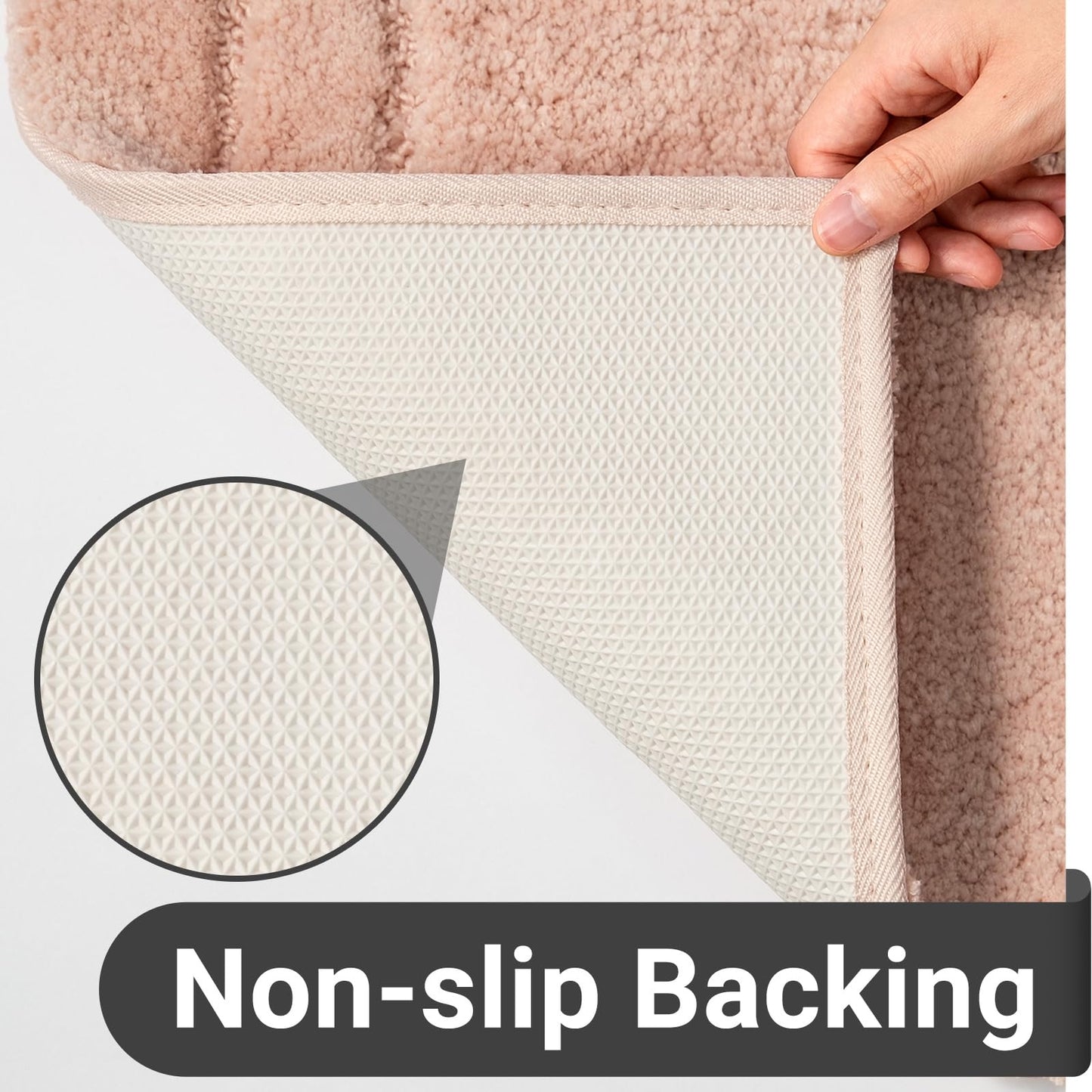 DEXDE Bathroom Rugs Mat, Soft Plush Shaggy Microfiber Bath Rug, Non Slip Bath Mats for Bathroom Runner Floor, Machine Washable Absorbent Carpet for Shower Tub, Pink 24"x47"
