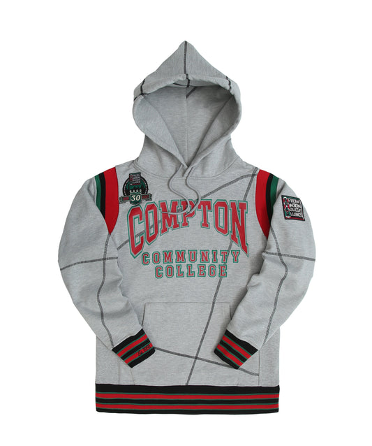 30th Anniversary FTP Compton Community College Frankenstein Stitched Hoodie MDH.Grey / Black Compton College Frankenstein Hoodie white background product image