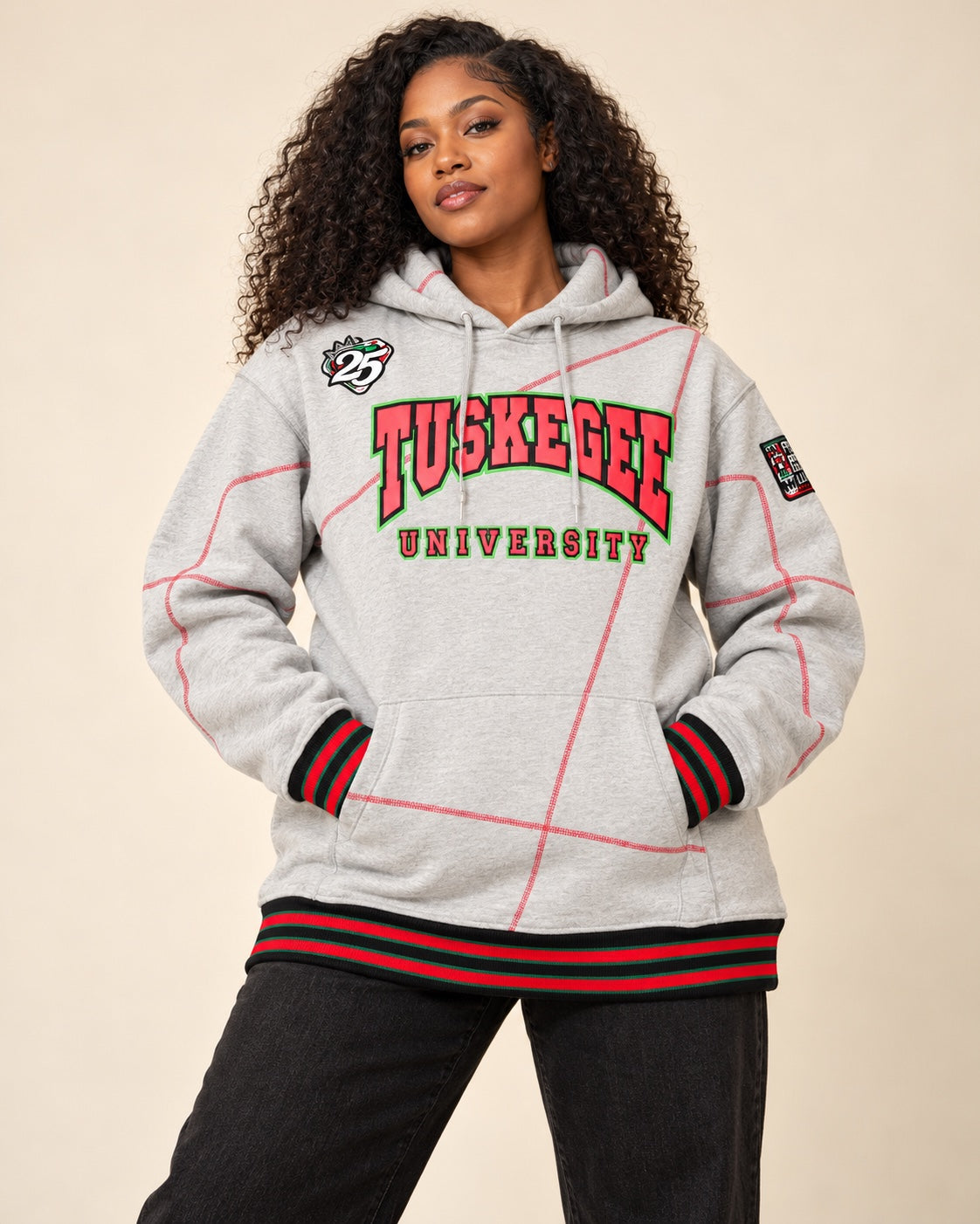 FTP Tuskegee University 92 Frankenstein Stitched Hoodie MDH.Grey / Red