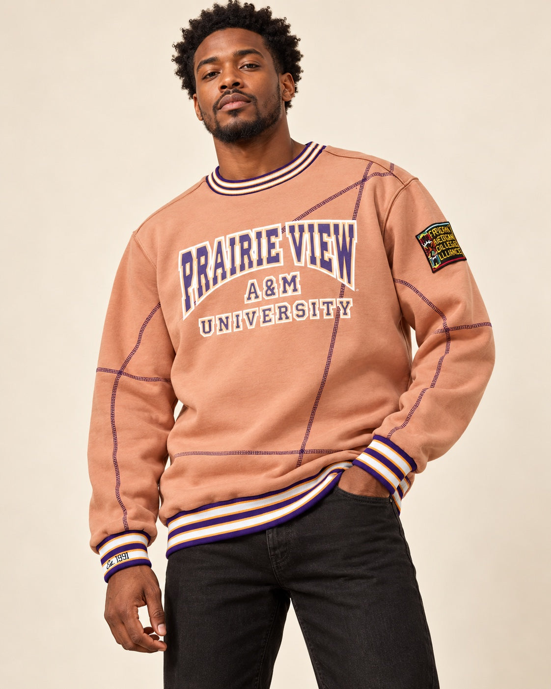 Prairie View A&M University Original '92 "Frankenstein" Crewneck Butter Rum/ Purple