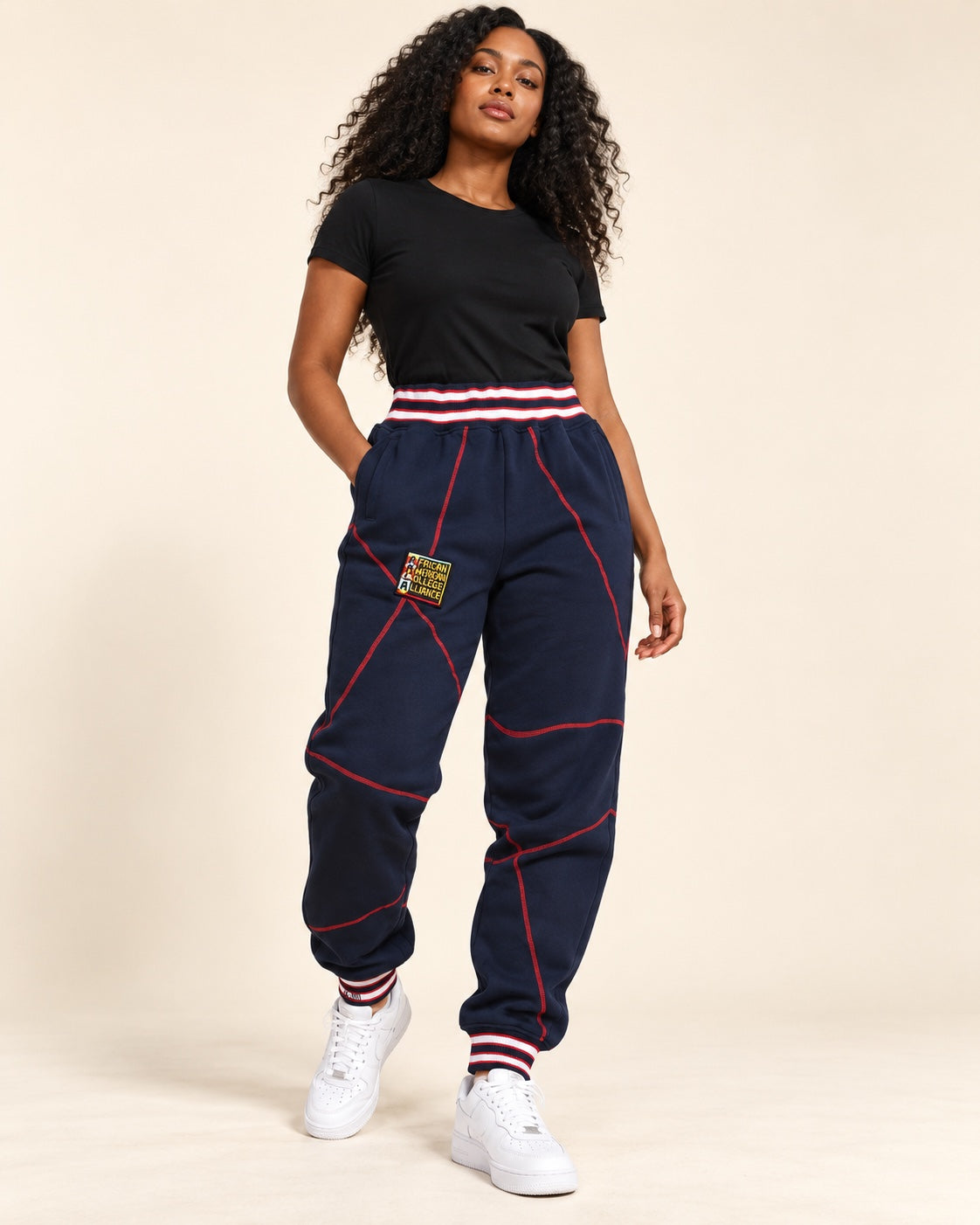 AACA Original '92 "Frankenstein" Stitched Sweatpants Navy/Red