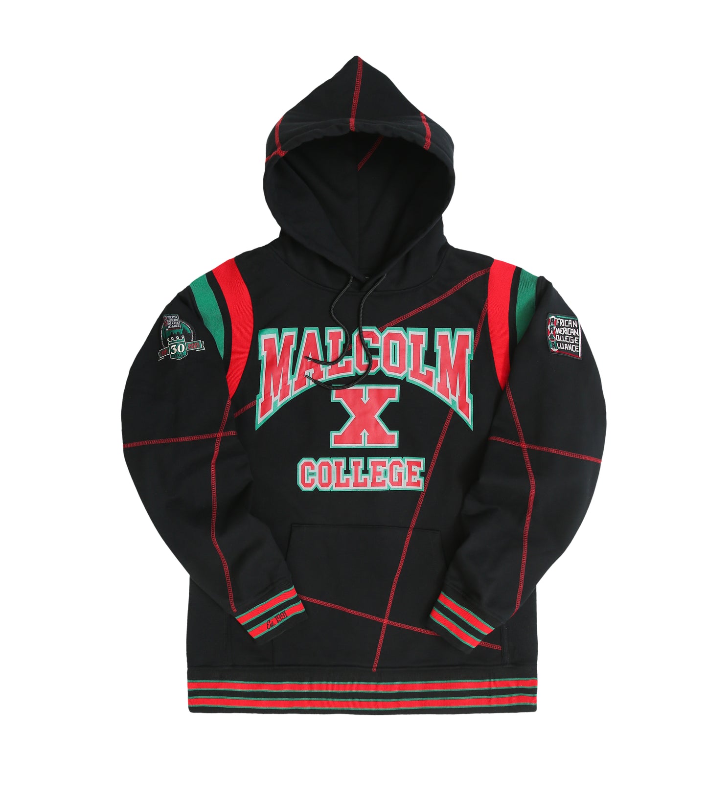 30th Anniversary FTP Malcolm X  Frankenstein Stitched Hoodie Black/Red