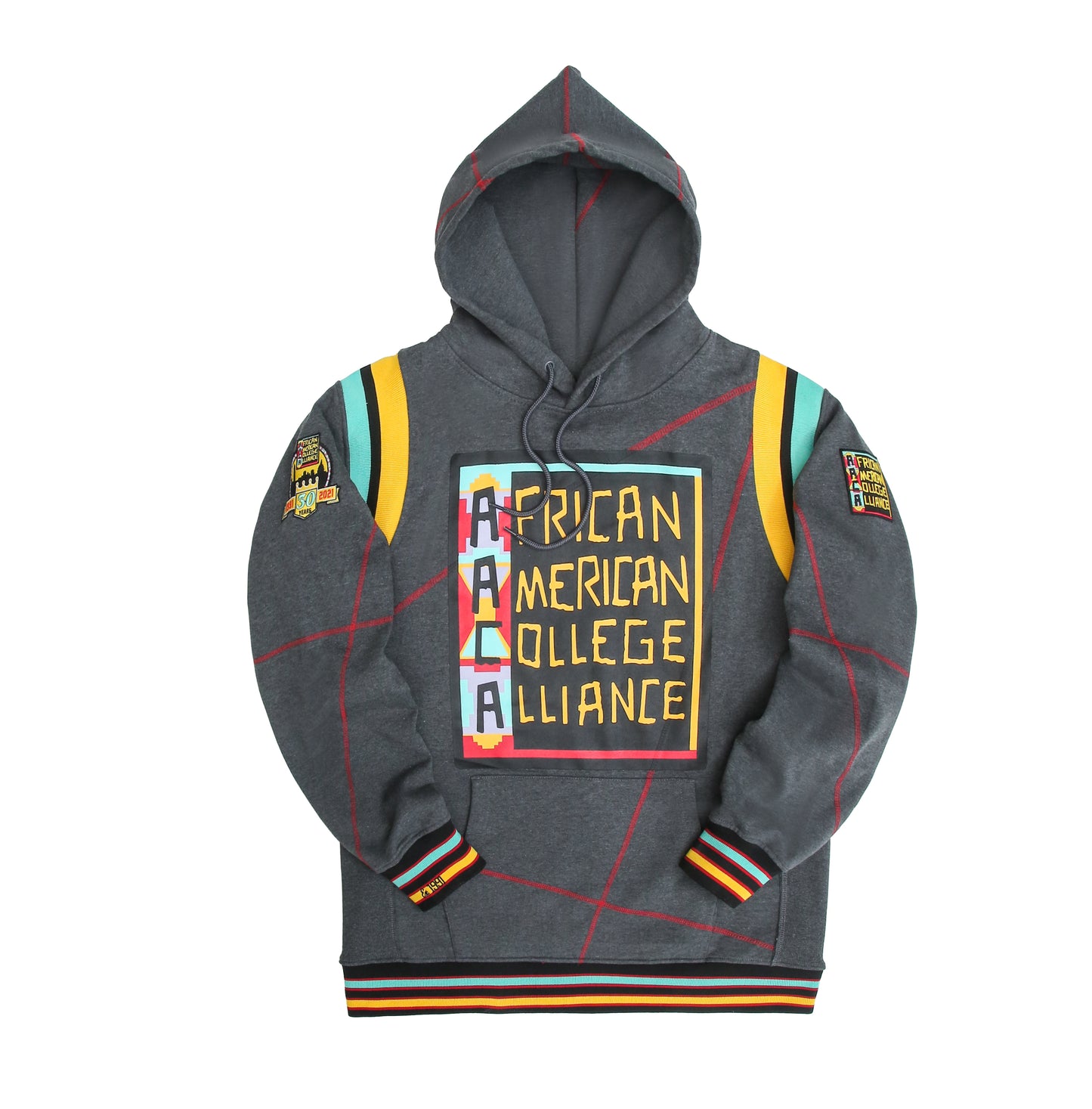 30th Anniversary AACA Frankenstein Stitched Hoodie Charcoal/Red-African American College Alliance