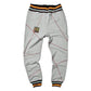 AACA Original 92 Frankenstein Stitched Sweatpants MDH.Grey / Red Malcolm X College Frankenstein Sweatpants white background product image
