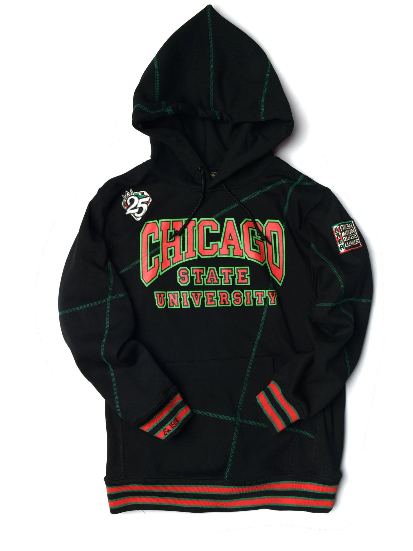 FTP Chicago State University AACA Original 92 Frankenstein Stitched Hoodie Black/Kelly Green