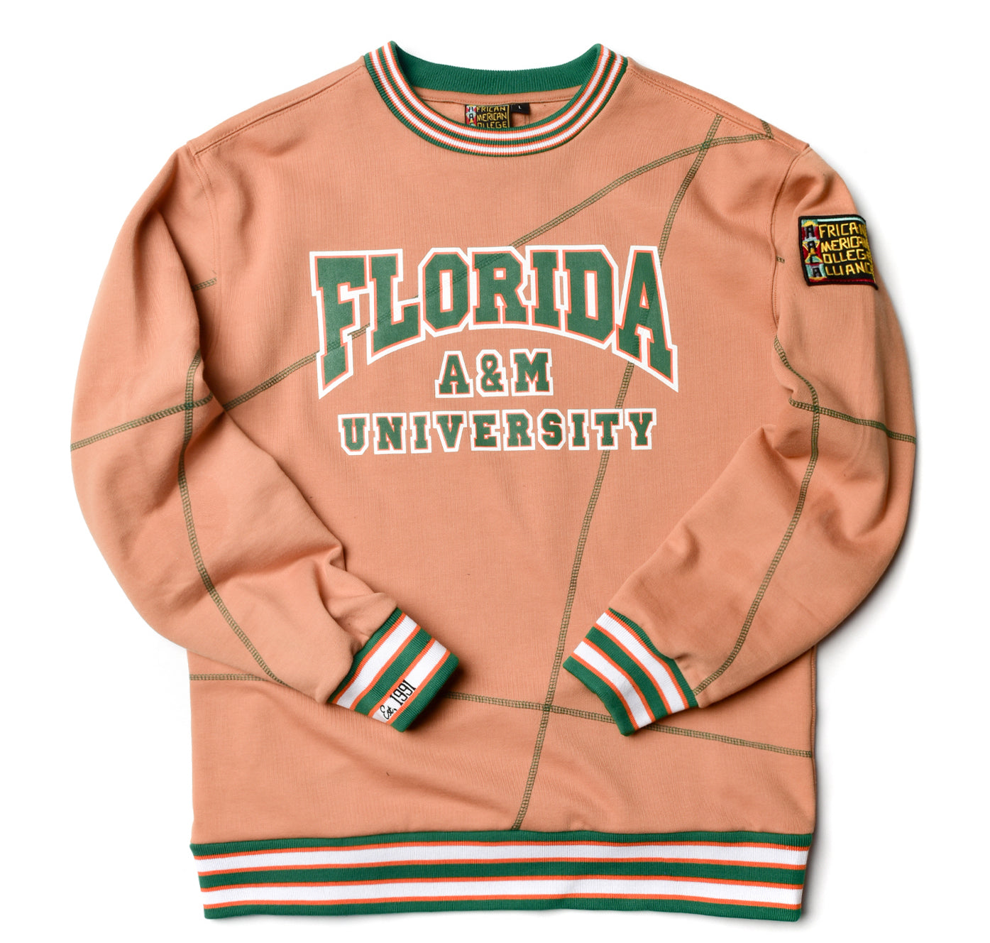 Florida A&M University Original '92 "Frankenstein" Crewneck Butter Rum / Kelly Green