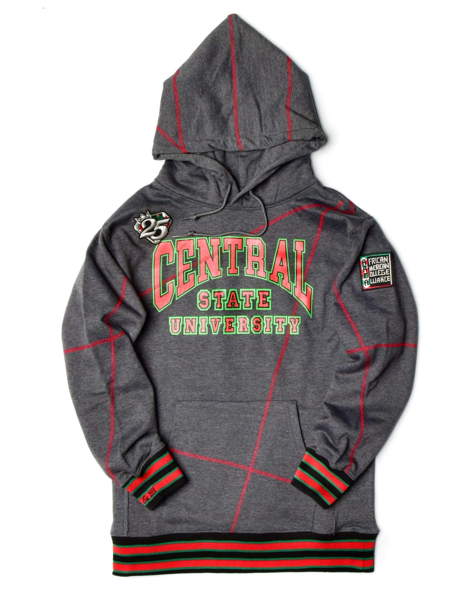 FTP Central State University 92 Frankenstein Stitched Hoodie Charcoal Grey/Red