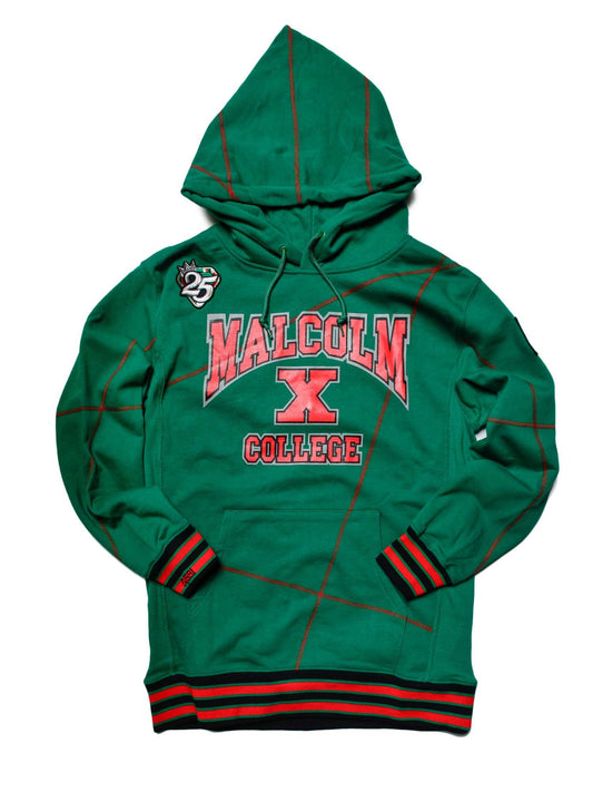 FTP Malcolm X College AACA Original 92 Frankenstein Stitched Hoodie Kelly Green/Red