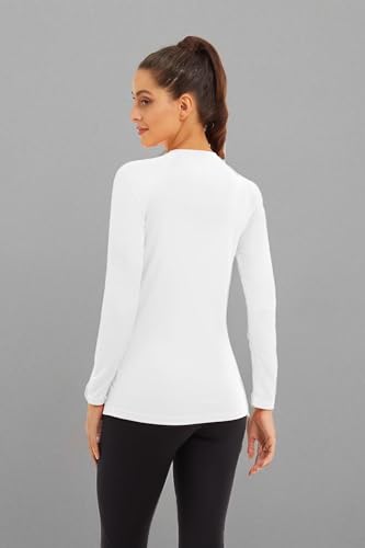 Boladeci Womens Swim Shirts White Long Sleeve Rash Guard Quick Dry UPF 50+ UV Protection Sun Shirt Workout Tops SPF T-Shirts Small