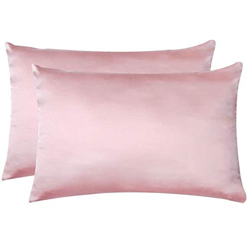 Jocoku 100% Mulberry Silk Pillowcases Set of 2 for Hair and Skin and Super Soft and Breathable Queen Size Nature Silk Pillowcases (Queen, Pink)