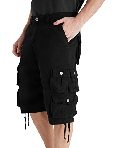 YGREYG Mens Cargo Shorts Long Capri Below The Knee Shorts 3/4 Relaxed Fit Long Shorts with Pockets Black 36