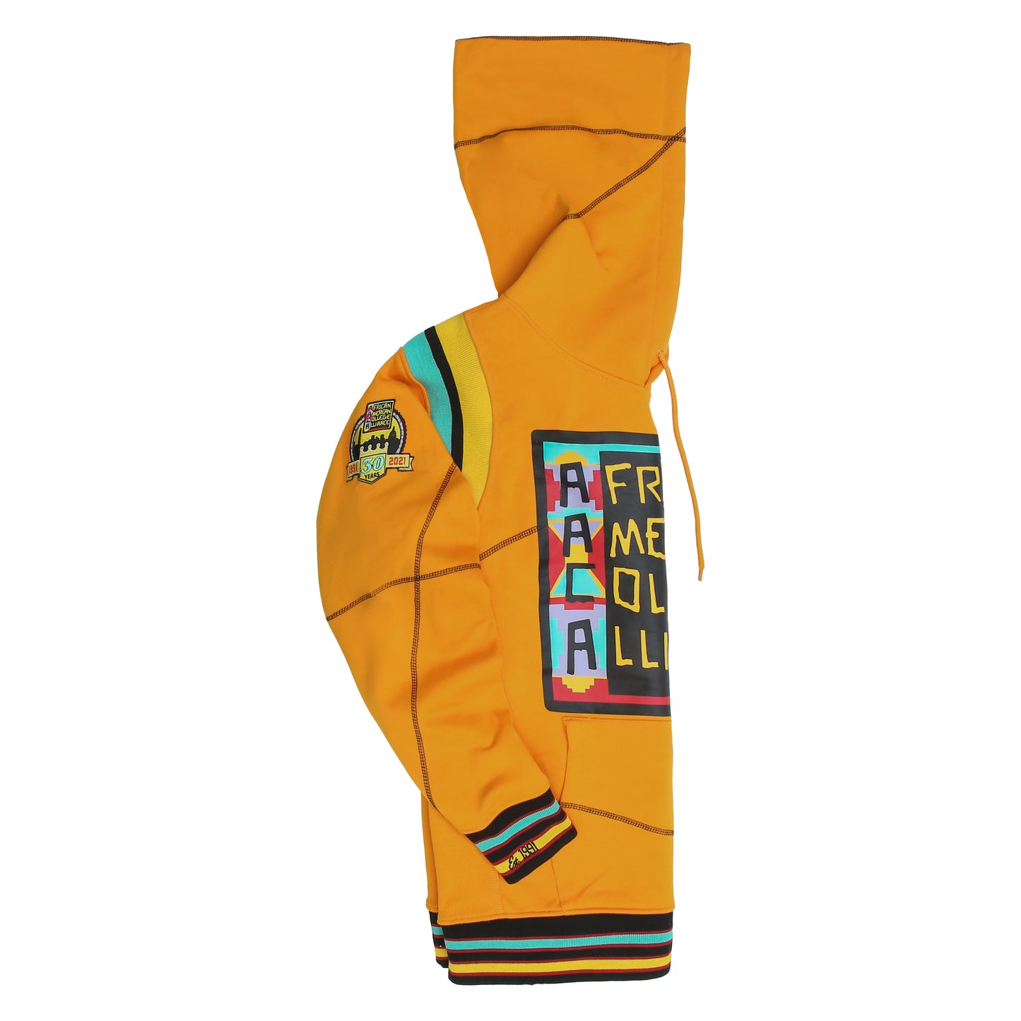 30th Anniversary AACA Frankenstein Stitched Hoodie Gold/Black-African American College Alliance