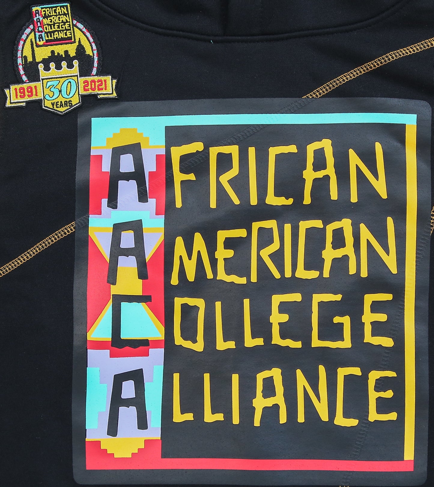 30th Anniversary AACA Frankenstein Stitched Hoodie Black/Gold-African American College Alliance