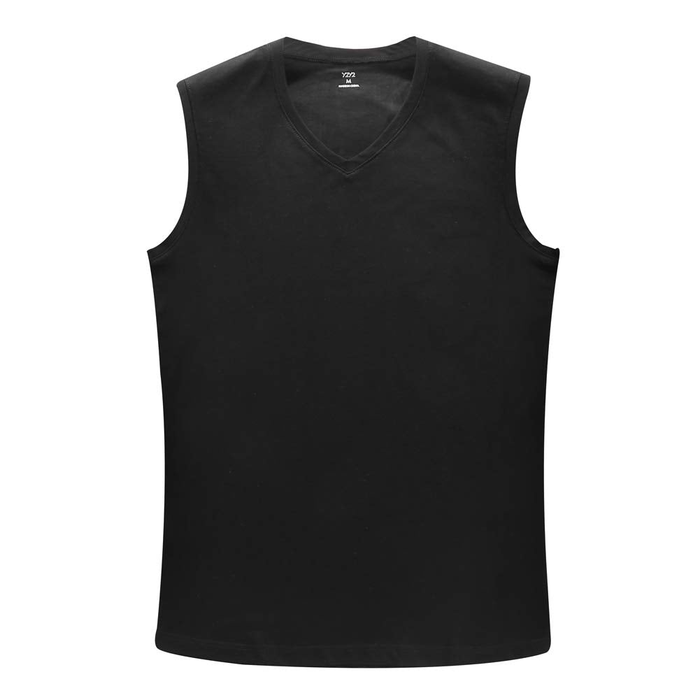 Y2Y2 Men's Sleeveless V-Neck T-Shirt, Black, L (42"-44")