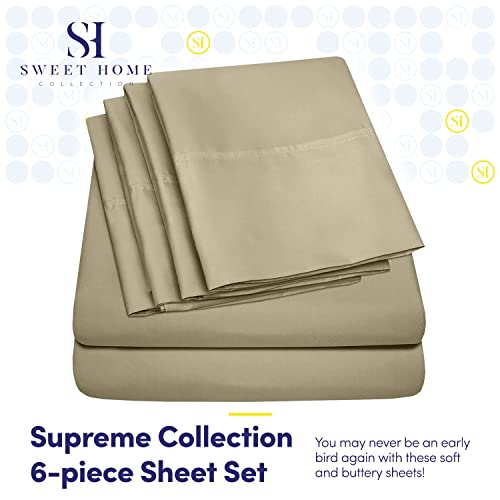 Queen Sheets Sage - 6 Piece 1500 Supreme Collection Fine Brushed Microfiber Deep Pocket Queen Sheet Set Bedding - 2 Extra Pillow Cases, Great Value, Queen, Sage