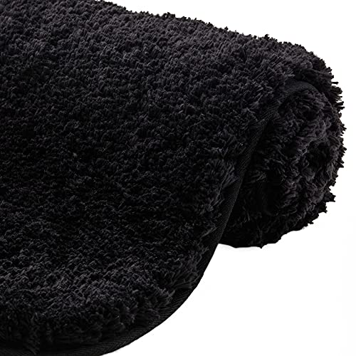 Gorilla Grip Premium Luxury Bath Rug, 42x24, Absorbent, Soft, Thick Shag, Bathroom Mat Rugs, Machine Wash, Microfiber Dries Quickly, Mats for Bath Room, Shower, Bathtub and Spa Floors, Black