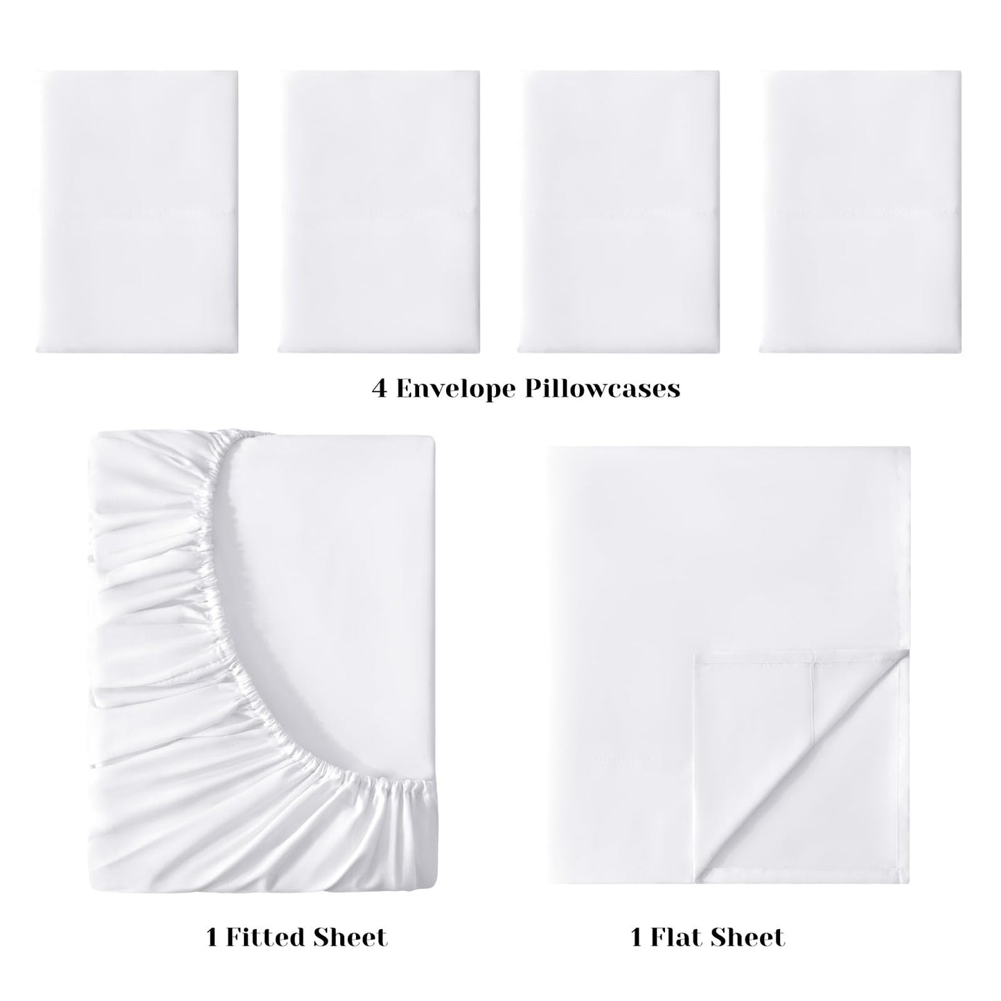 BYSURE King Size Sheets Set White - Super Soft Cooling Bed Sheets with Deep Pockets Hotel Luxury, 1800 Thread Count 100% Microfiber, Wrinkle & Fade Resistant