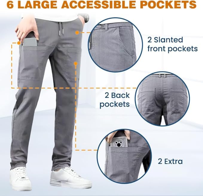 Manzera Stretch Cargo Pants, Sirmale Mencomfy MultiPants - High Stretch Multi-Pocket Durable Cargo Pants for Men (US, Alpha, Large, Regular, Regular, Gray)