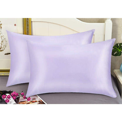 Jocoku 100% Mulberry Silk Pillowcases Set of 2 for Hair and Skin and Super Soft and Breathable Queen Size Nature Silk Pillowcases (Queen, Light Purple)